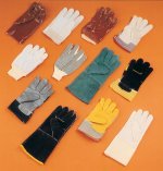 A range of protective gloves, including rigger gloves, PVC gauntlets and welding gauntlets. Larger image available.
