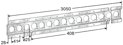 Zinc plated track, front view