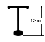 Aluminium Bulbous 'T' Bearer 124mm