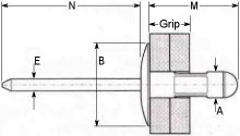 Avex Open Pop Rivet - 1641 Series - Large Flange