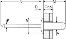 Avinox Open Pop Rivet - BE11 Series - Stainless Steel Breakstem