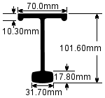 Aluminium Bulbous 'T' Bearer 101.60mm