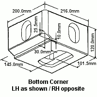 European Overland Bottom Corner Casting - Left Hand as Shown / Right Hand Opposite