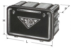 High density black polyethylene toolbox.