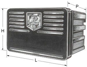 High density black polyethylene toolbox.