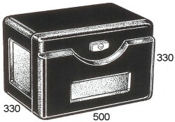 High density black polyethylene toolbox. Dimensions: 500 (W) x 330 (H) x 330 (D)