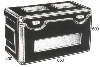 High density black polyethylene toolbox. Dimensions: 850 (W) x 500 (H) x 430 (D)