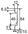 Zinc plated track, side view